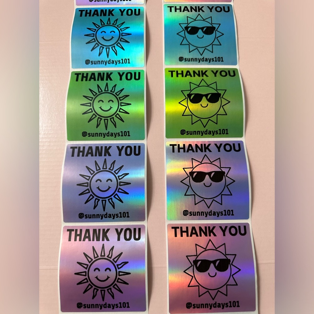 50 ct. Custom 3”x3” Multi-Color Rainbow Holographic Square Sticker Labels - Picture 9 of 10